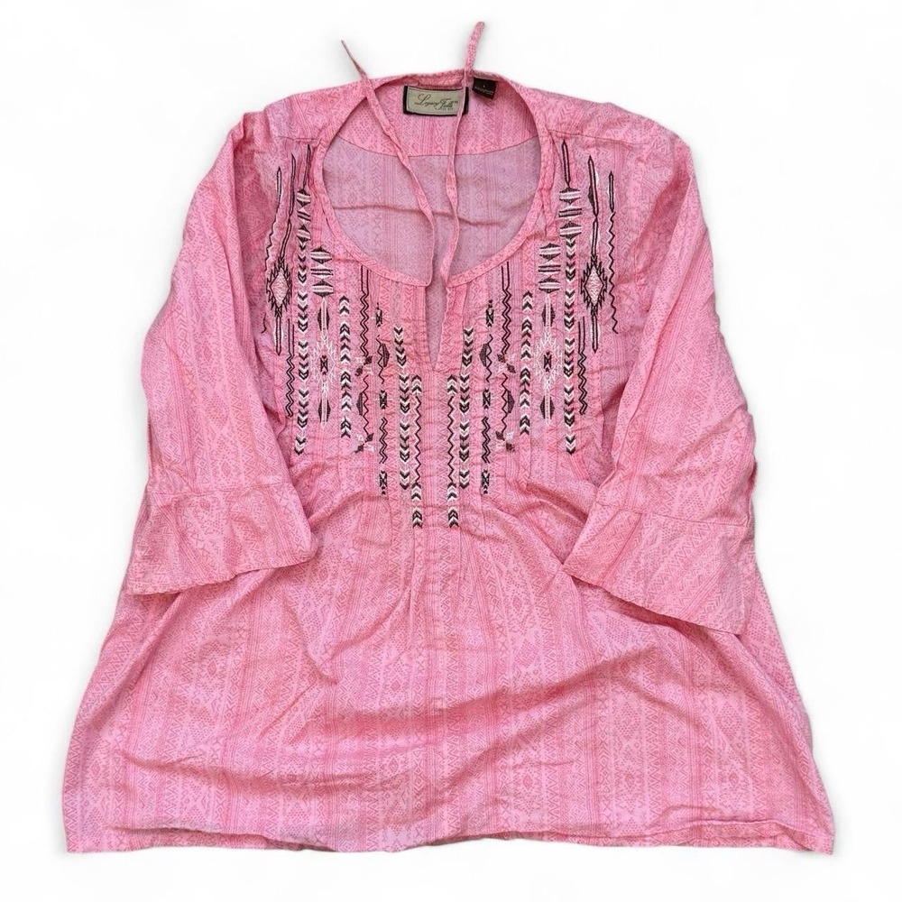 Legacy Falls Pullover Pink Shirt Women's Size Large Western BOHO Cowgirl Top